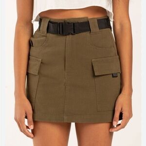 RSQ Army Green Utility Belted Skirt Cargo Pockets Size Medium